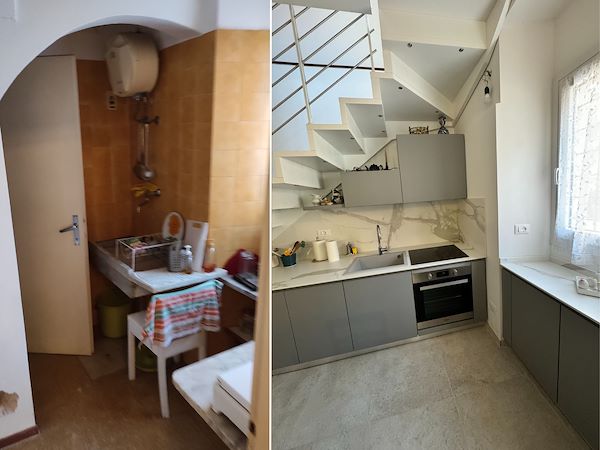 Demolizione e creazione open space tra cucina e soggiorno